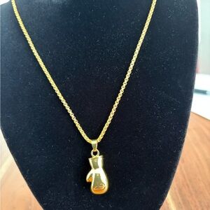 Gold Boxing Glove Pendant Necklace